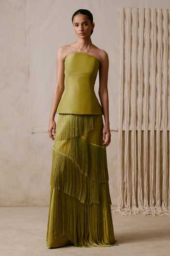 Nirmooha Motion Corset Top & Fringed A-Line Skirt 