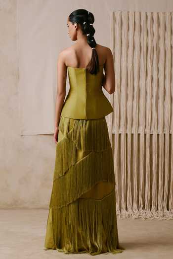 Nirmooha Motion Corset Top & Fringed A-Line Skirt 