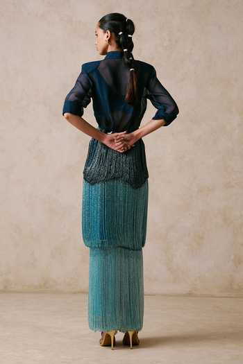 Nirmooha Cove Shirt With Tiered Fringe Embroidered Skirt 