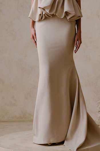 Buy_Nirmooha_Ivory Bandeau Neck Elysian Peplum Tube Top With Mermaid Skirt _Online_at_Aza_Fashions