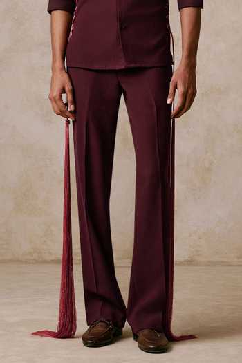 Buy_Nirmooha_Purple Aperture Criss-cross Shirt And Trouser Set _Online_at_Aza_Fashions