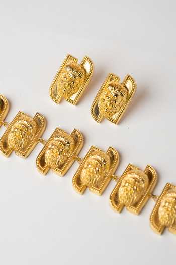 Buy_Anki Bunki Aditi_Gold Plated Roman Choker And Earrings Set _Online_at_Aza_Fashions