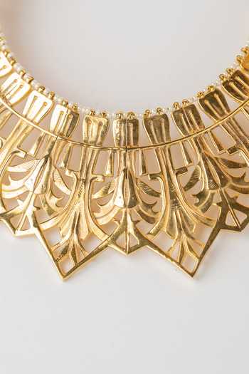 Anki Bunki Aditi Gold Plated Cleopatra Cutwork Collar Necklace Online at Aza Fashions Anki Bunki Aditi_Gold Plated Cleopatra Cutwork Collar Necklace _Online_at_Aza_Fashions