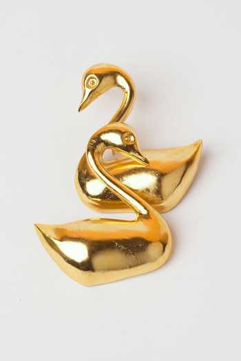 Anki Bunki Aditi_Gold Plated Big Duck Shaped Earrings _Online_at_Aza_Fashions