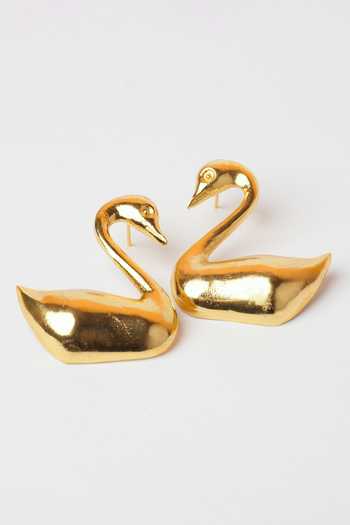 Buy_Anki Bunki Aditi_Gold Plated Big Duck Shaped Earrings _Online_at_Aza_Fashions