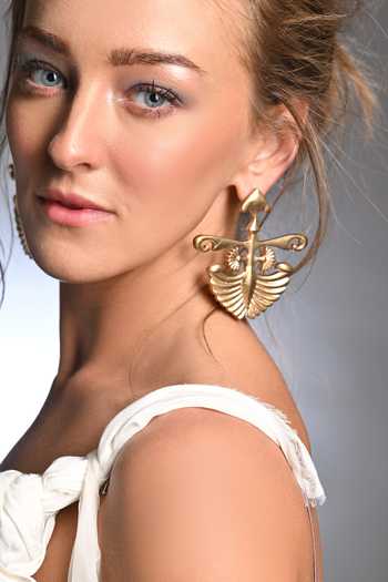 Buy_Anki Bunki Aditi_Gold Plated Rib Bone Inspired Earrings _Online_at_Aza_Fashions