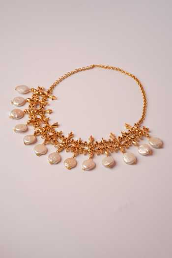 Anki Bunki Aditi_Gold Plated Padmini Bead Dangling Choker _Online_at_Aza_Fashions