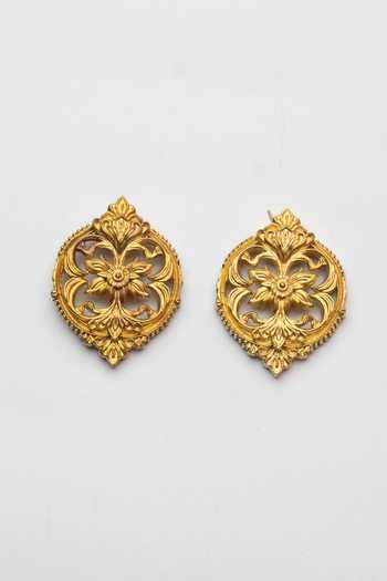 Anki Bunki Aditi Gold Plated Akriti Leaf Cutwork Necklace Set Online at Aza Fashions Anki Bunki Aditi_Gold Plated Akriti Leaf Cutwork Necklace Set _Online_at_Aza_Fashions