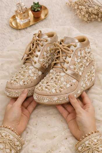 Fuchsia by aashaka mehta Embroidered Silk Sneakers