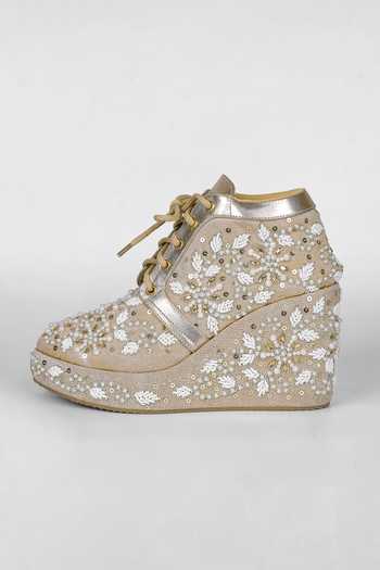 Fuchsia by aashaka mehta Gold Embroidered Silk Sneakers Online at Aza Fashions Fuchsia by aashaka mehta_Gold Embroidered Silk Sneakers _Online_at_Aza_Fashions
