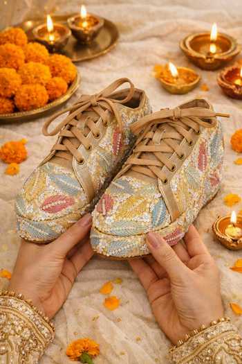 Fuchsia by aashaka mehta Embellished Silk Sneakers