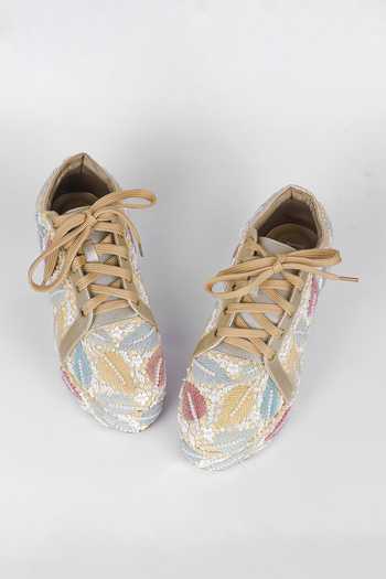 Fuchsia by aashaka mehta Embellished Silk Sneakers