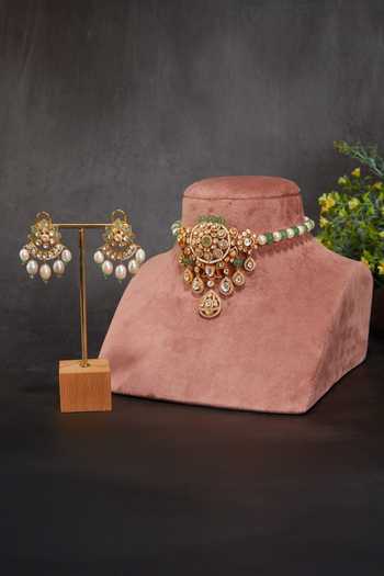 Kaari Polki Embellished Necklace & Earring Set 