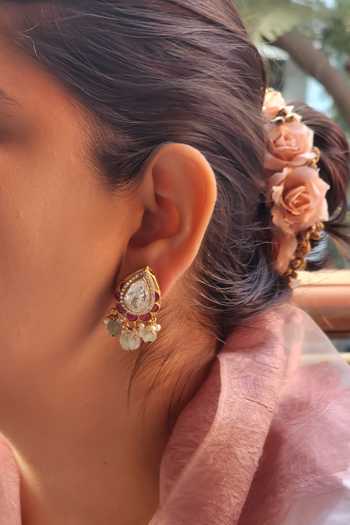 Kaari Multi Color Polki Embellished Earrings Online at Aza Fashions Kaari_Multi Color Polki Embellished Earrings _Online_at_Aza_Fashions