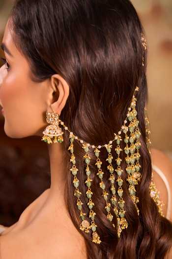 Buy_Xago_Green Stone Embellished Jhumkas _Online_at_Aza_Fashions