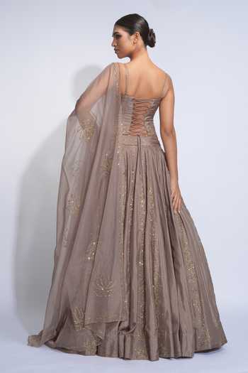 Shruti S Sequin Embroidered Corset Lehenga Set 