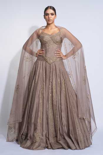Shruti S Sequin Embroidered Corset Lehenga Set 