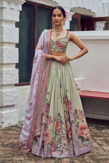 Irrau By Samir Mantri Pihu Floral Print Flared Lehenga Set