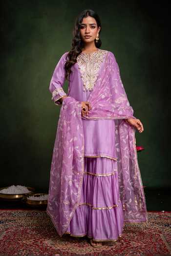 Gulabik Jaipur Hand Embroidered Kurta Sharara Set 