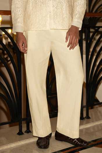 Buy Dash And Dot Ivory Cotton Pintucked Lace Shirt And Straight Pant Set Online at Aza Fashions Buy_Dash And Dot_Ivory Cotton Pintucked Lace Shirt And Straight Pant Set _Online_at_Aza_Fashions
