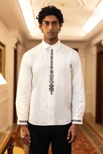 Dash And Dot Zardozi Embroidered Shirt 