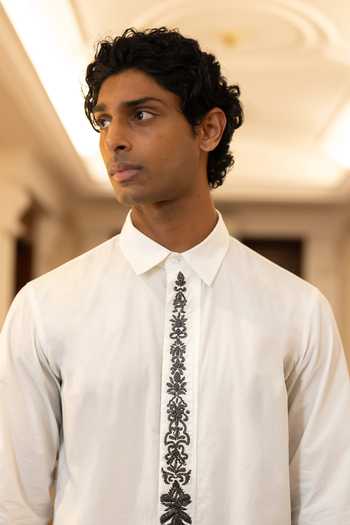 Buy Dash And Dot Ivory Cotton Zardozi Embroidered Shirt Online at Aza Fashions Buy_Dash And Dot_Ivory Cotton Zardozi Embroidered Shirt _Online_at_Aza_Fashions