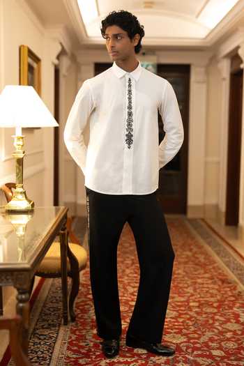 Dash And Dot Ivory Cotton Zardozi Embroidered Shirt at Aza Fashions Dash And Dot_Ivory Cotton Zardozi Embroidered Shirt _at_Aza_Fashions