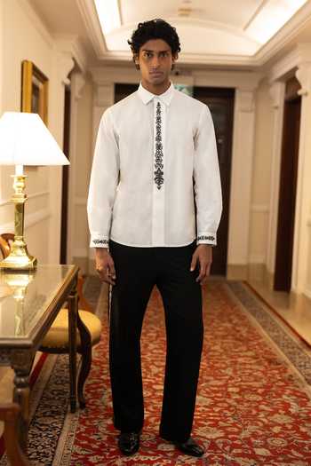 Buy Dash And Dot Ivory Cotton Zardozi Embroidered Shirt Buy_Dash And Dot_Ivory Cotton Zardozi Embroidered Shirt