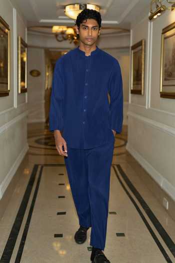 Dash And Dot Pleated Bandhgala & Pant Set 