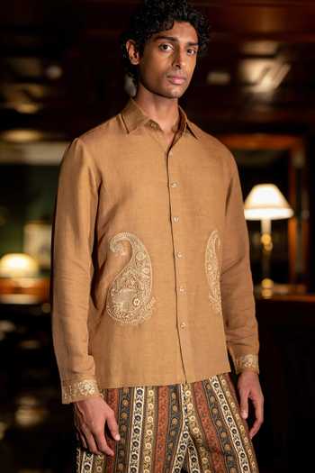 Dash And Dot Embroidered Linen Shirt 