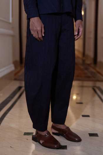 Dash And Dot Blue Cotton Pintucked Barrel Pant Online at Aza Fashions Dash And Dot_Blue Cotton Pintucked Barrel Pant _Online_at_Aza_Fashions