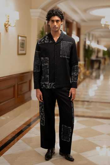 Buy Dash And Dot Black Cotton, Linen Patchwork Applique Pant Online at Aza Fashions Buy_Dash And Dot_Black Cotton, Linen Patchwork Applique Pant _Online_at_Aza_Fashions