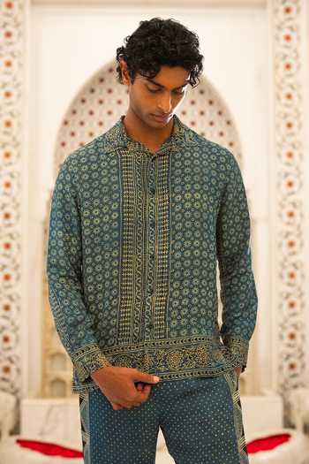 Dash And Dot Multi Color Viscose Ajrakh Print Shirt And Pant Set at Aza Fashions Dash And Dot_Multi Color Viscose Ajrakh Print Shirt And Pant Set _at_Aza_Fashions
