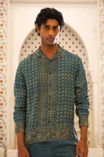 Buy Dash And Dot Multi Color Viscose Ajrakh Print Shirt And Pant Set Buy_Dash And Dot_Multi Color Viscose Ajrakh Print Shirt And Pant Set