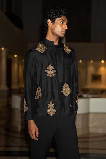 Buy Dash And Dot Black Viscose, Nylon Embroidered Textured Shirt Online at Aza Fashions Buy_Dash And Dot_Black Viscose, Nylon Embroidered Textured Shirt _Online_at_Aza_Fashions