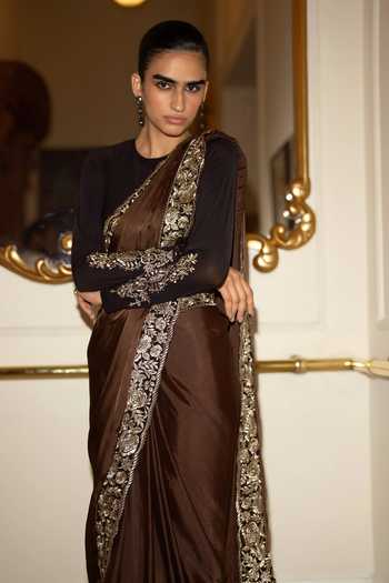 Buy Dash And Dot Black Nylon, Spandex Round Neck Cuff Embroidered Blouse Online at Aza Fashions Buy_Dash And Dot_Black Nylon, Spandex Round Neck Cuff Embroidered Blouse _Online_at_Aza_Fashions