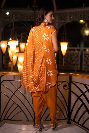 Dash And Dot Bandhani Cowl Draped Tunic