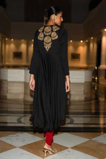 Dash And Dot Embroidered Asymmetric Draped Tunic