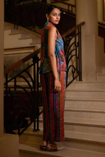 Buy Dash And Dot Multi Color Viscose V-neck Embroidered Patchwork Printed Waistcoat Online at Aza Fashions Buy_Dash And Dot_Multi Color Viscose V-neck Embroidered Patchwork Printed Waistcoat _Online_at_Aza_Fashions