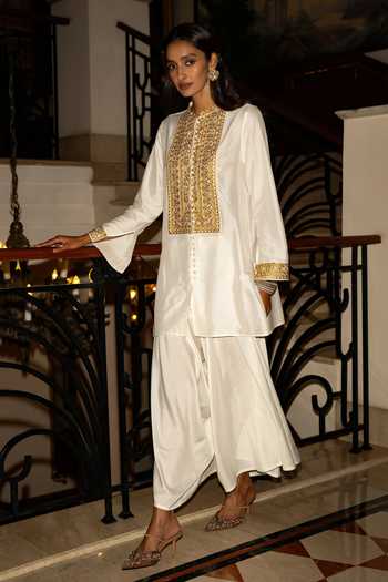 Dash And Dot Draped Ivory Culotte 