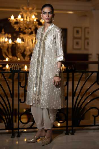 Shop Dash And Dot Beige Viscose Draped Dhoti Pant Online at Aza Fashions Shop_Dash And Dot_Beige Viscose Draped Dhoti Pant _Online_at_Aza_Fashions