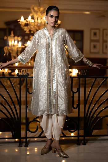 Dash And Dot Beige Viscose Draped Dhoti Pant at Aza Fashions Dash And Dot_Beige Viscose Draped Dhoti Pant _at_Aza_Fashions