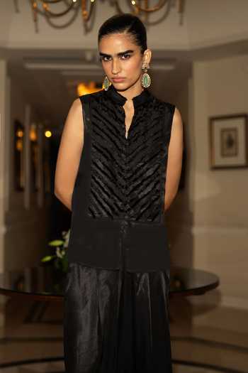 Dash And Dot Patchwork Sleeveless Waistcoat 
