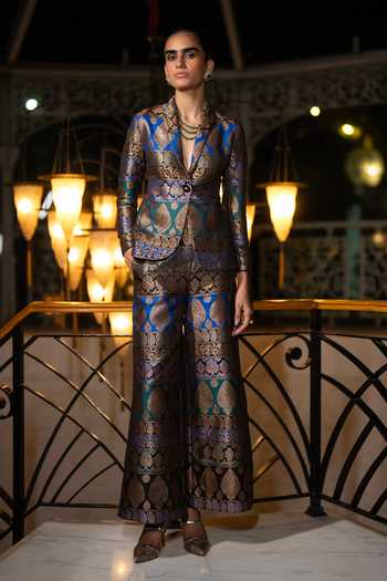 Dash And Dot Benares Brocade Blazer & Pant Set 