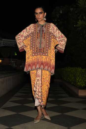 Dash And Dot Multi Color Polyester Mandarin Collar Tribal Panel Print Short Tunic Online at Aza Fashions Dash And Dot_Multi Color Polyester Mandarin Collar Tribal Panel Print Short Tunic _Online_at_Aza_Fashions
