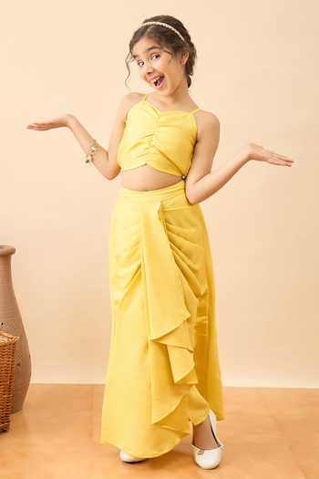 StyloBug Yellow Polyester Embroidered Jacket Skirt Set Online at Aza Fashions StyloBug_Yellow Polyester Embroidered Jacket Skirt Set _Online_at_Aza_Fashions