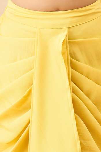 StyloBug Yellow Polyester Embroidered Jacket Skirt Set at Aza Fashions StyloBug_Yellow Polyester Embroidered Jacket Skirt Set _at_Aza_Fashions