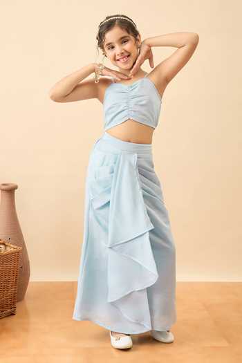 Buy StyloBug Blue Polyester Embroidered Jacket Skirt Set Online at Aza Fashions Buy_StyloBug_Blue Polyester Embroidered Jacket Skirt Set _Online_at_Aza_Fashions