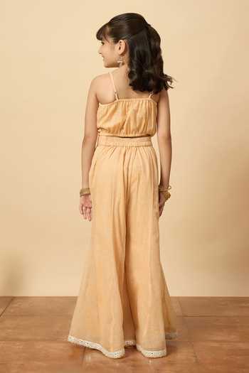 StyloBug Peach Cotton Embroidered Jacket Pant Set Online at Aza Fashions StyloBug_Peach Cotton Embroidered Jacket Pant Set _Online_at_Aza_Fashions