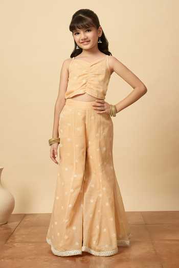 Buy StyloBug Peach Cotton Embroidered Jacket Pant Set Online at Aza Fashions Buy_StyloBug_Peach Cotton Embroidered Jacket Pant Set _Online_at_Aza_Fashions
